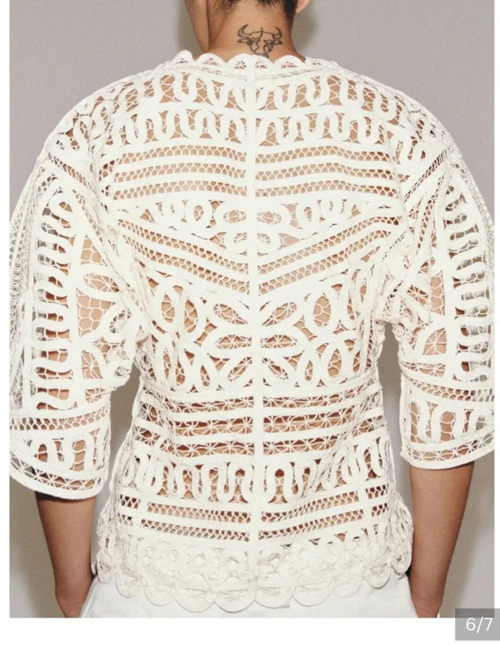 Zara NWT ZW COLLECTION crochet puff sleeve button front cardigan top